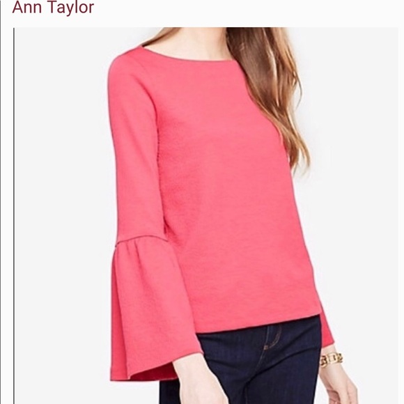 BLACK Ann Taylor Pull Over Bell Sleeve Blouse L - Picture 2 of 11